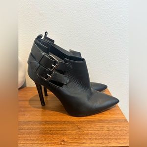 AllSaints Kira Black Leather Double
Buckle Ankle Stiletto Heel Booties Size 40